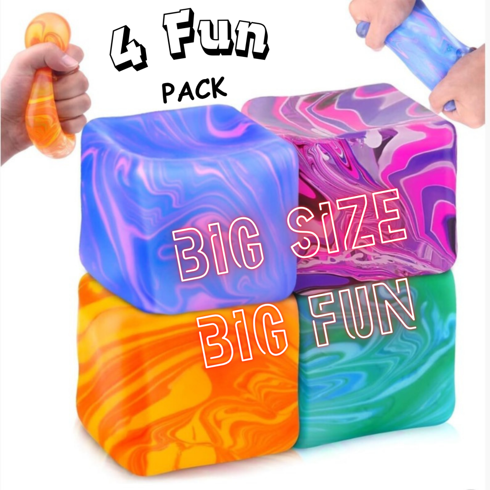 4PCS Ice Cube Nice Squishy Stress Relief Toys, Soft Sensory Fidget Squeeze Balls for Anxiety Relief, Autism, Relaxation & Kids Adults