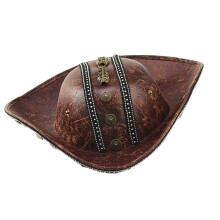 Lightweight PU Leather Pirate Hat Ideal For Halloween And-brown