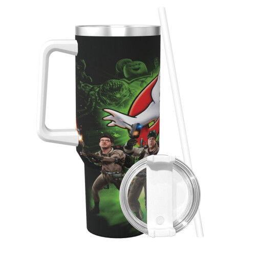 Εξατομικευμένο ποτήρι με λογότυπο Ghostbusters 40oz με λαβή και καλαμάκι - Κύπελλο καφέ 1