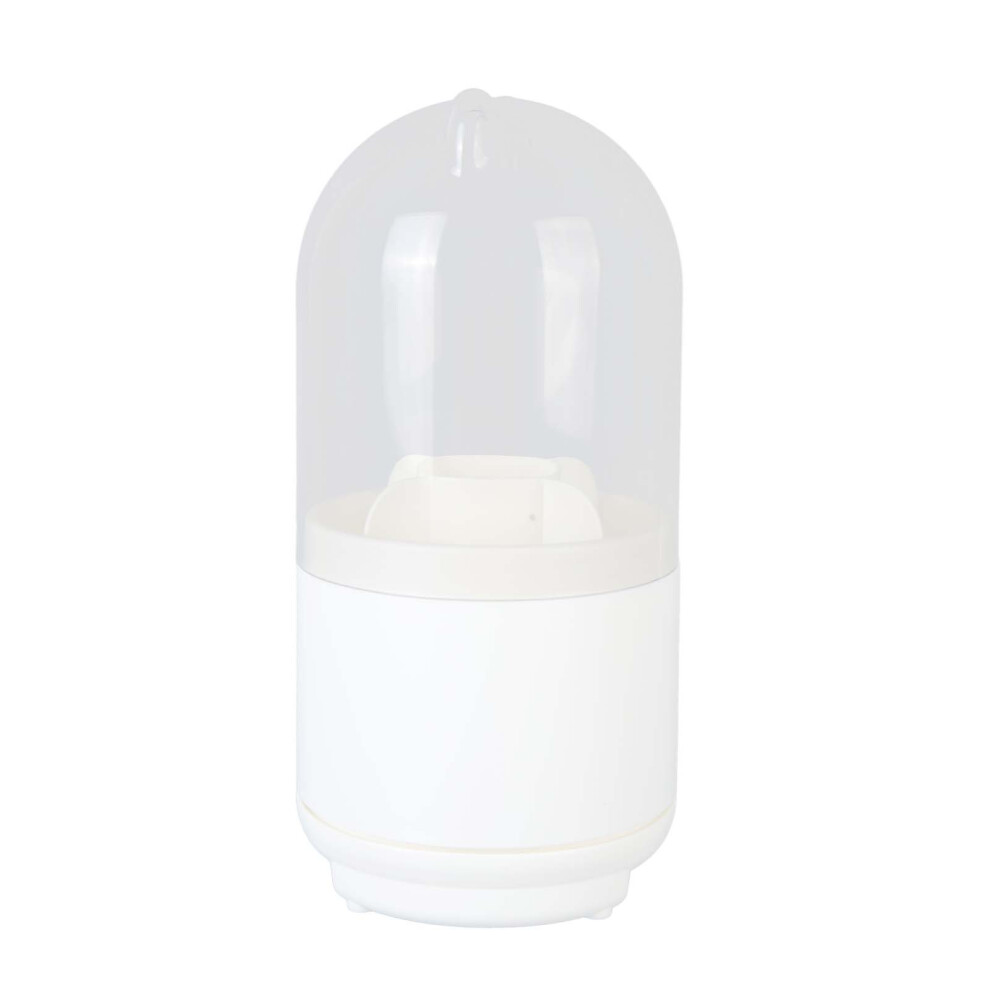White Rotating Makeup Brush Holder with Lid