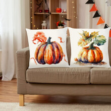 Halloween kurpitsakuvioinen pellavatyynyliina, 1 kpl