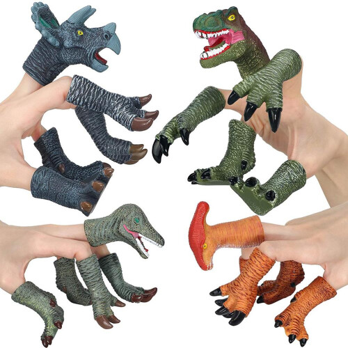 4-Pack Dino Finger Puppets Bath Toys