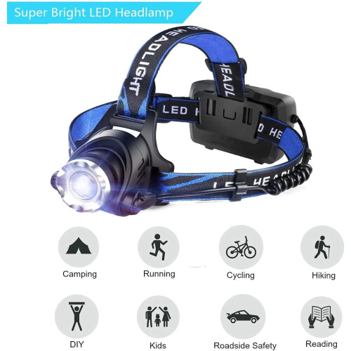 Farol LED T6 brilhante de 2000lm com 3 modos e zoom, IPX4. 1