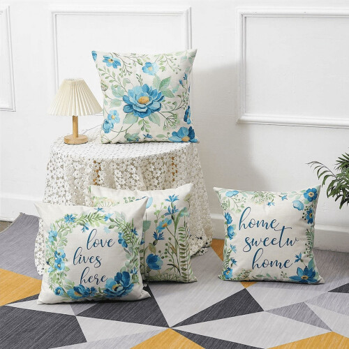 Fodere per cuscini primaverili in stile rustico, set da 4 pezzi (45x45 cm) 2