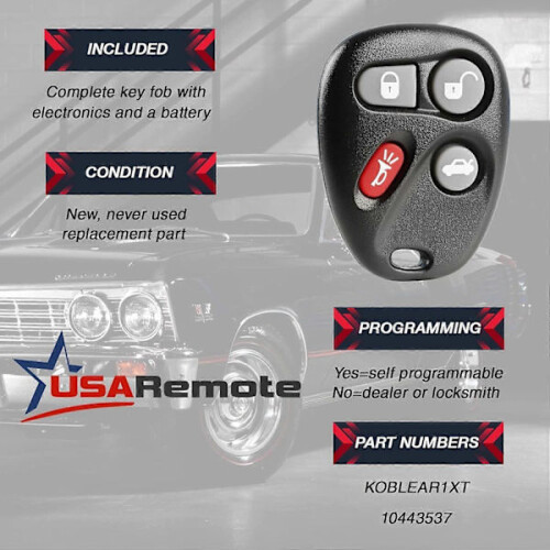 Télécommande porte-clés pour Chevy Corvette Malibu SSR Pontiac 2