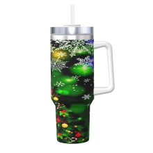 40oz Stainless Steel Tumbler with Handle and Straw