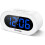 LED digital alarm clock blue outlet-powered compact 1