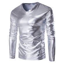 Herreskjorte med lange ærmer, slim fit, sølv XXXXXL