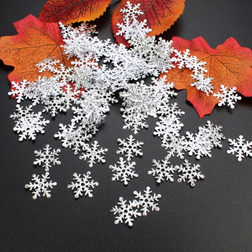 Confete de Natal em forma de floco de neve multicolorido, 1,5 cm, 2 cm, 3 cm