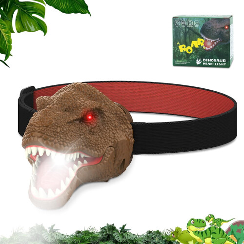 Børne Dinosaur Pandelampe LED Lommelygte med Brøllyd