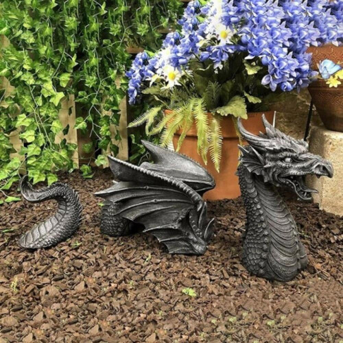 Drachenstatue, Gartendekoration aus Stein, 25 cm