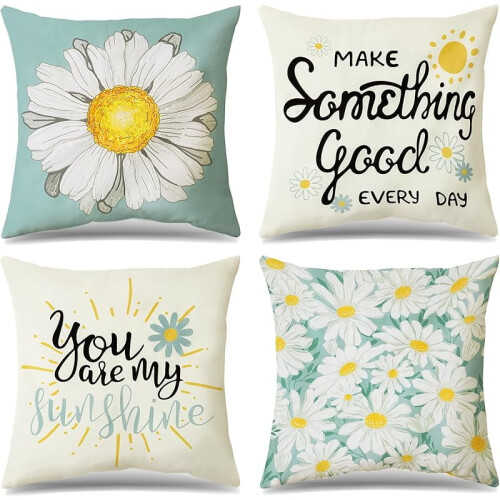 Set di federe decorative per cuscini Blue Daisy da 18x18 pollici