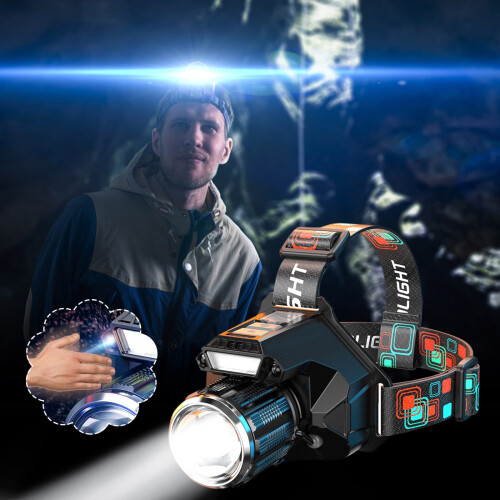 Lampada frontale a LED ricaricabile e impermeabile (1 pezzo)