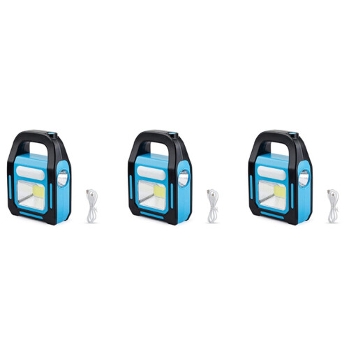 COB LED campinglykta solcellsladdad USB-laddningsbar 3-pack