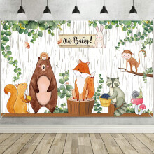 Jungledyr babyshower baggrundsstof 72,8x43,3 tommer