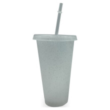 Vaso para beber Jygee con tapa y pajita, botella reutilizable de PP.