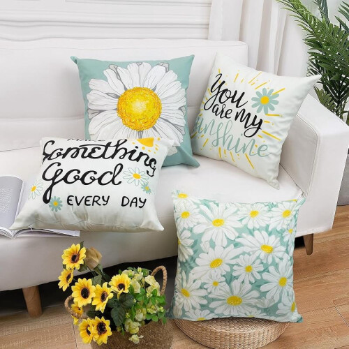 Set di federe decorative per cuscini Blue Daisy da 18x18 pollici 1