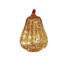 Abóbora de vidro decorativa para o Halloween com luz LED (1 peça)