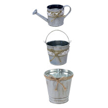 Metallinen kukkamaljakko Vintage galvanoitu kannu kahvalla 3 kpl