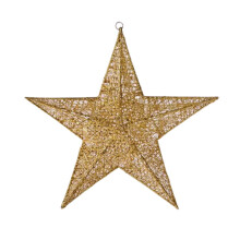 Christmas Metal 3D Barn Star Wall Decor Golden 30cm