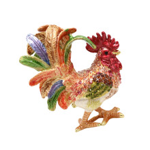 Künstlerische Emaille-Hahn-Ornamentbox, perfekt zur-Farbe