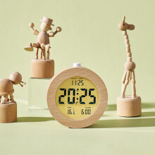 Wecker aus Holz mit LCD-Temperaturanzeige