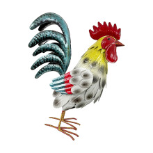 Décoration réaliste de coq et de poulet, panneaux de-blanc bleu