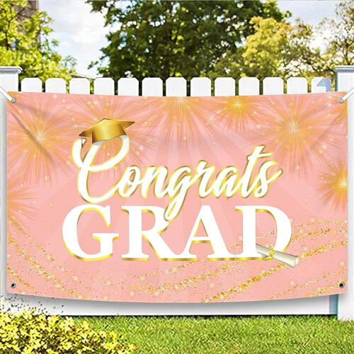 Graduation Banner Pink 72x44 Inch