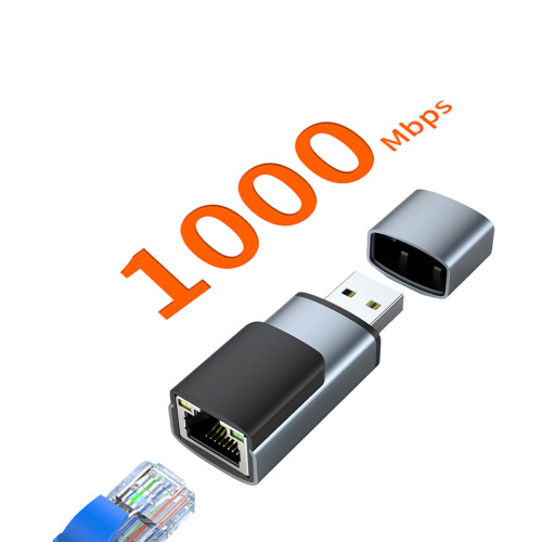Aluminum USB Ethernet Adapter 100/1000Mbps Fast Internet-1000M 2