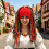 Unisex gestrickte Piratenmütze mit Dreadlocks und-Rot 3
