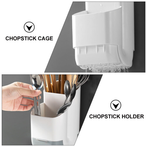 Support mural pour baguettes de cuisine blanc (1 pièce) 1