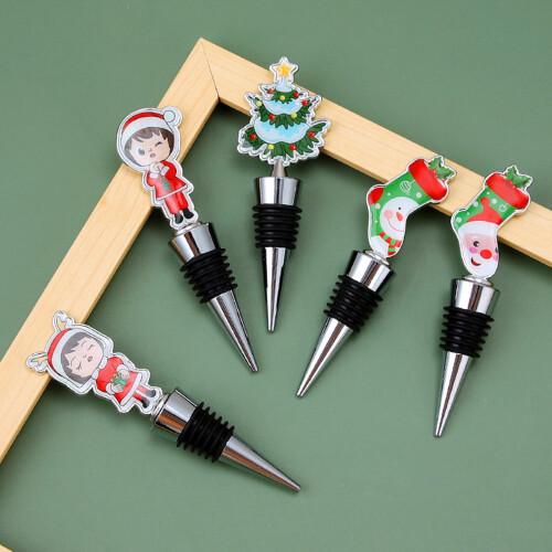 Bouchon de vin de Noël à motif dessin animé (1 pièce) 2