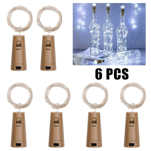 Vinflaskelys korkformet propp 6 stk 10 LED 1