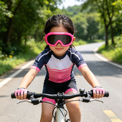 Windproof Kids Riding Glasses With Adjustabe Strap-pink gray 2