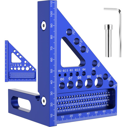 Règle de mesure 3D multi-angles en alliage d'aluminium, métrique, 1 pièce