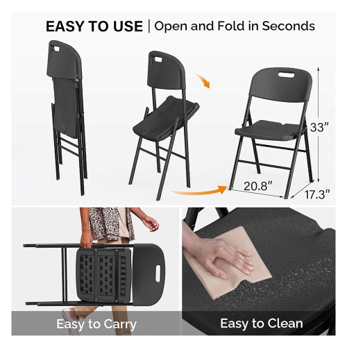 Ensemble de chaises pliantes portables en plastique avec structure en acier 1