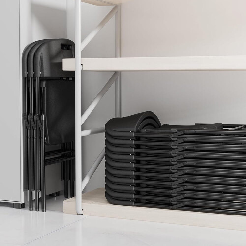Ensemble de chaises pliantes portables en plastique avec structure en acier 2