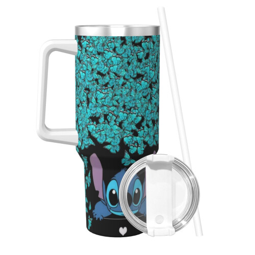Ποτήρι από ανοξείδωτο ατσάλι Stitch40oz με λαβή και καλαμάκι 1