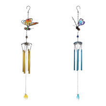 Jacenvly outdoor Christmas wind chimes metal glass 2 pcs