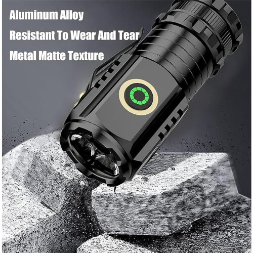 Rechargeable Mini Flashlight with Pocket Clip and Storage 1