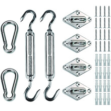 Kit de fixation pour voile d'ombrage rectangulaire 8 pièces
