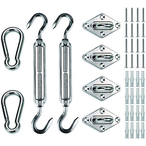 Kit de fixation pour voile d'ombrage rectangulaire 8 pièces