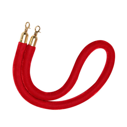 Rotes Samt-Absperrseil mit goldenen Haken, 1,5 m 2