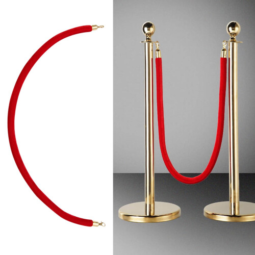 Rotes Samt-Absperrseil mit goldenen Haken, 1,5 m 1