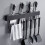 Black 304 Stainless Steel Kitchen Knife Rack 40cm 5