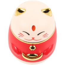 Tandenstokerdispenser in Japanse stijl, rood plastic, met drukmechanisme.