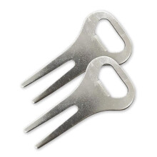Groentemaker met metalen flesopener, 2 stuks, zilverkleurig.