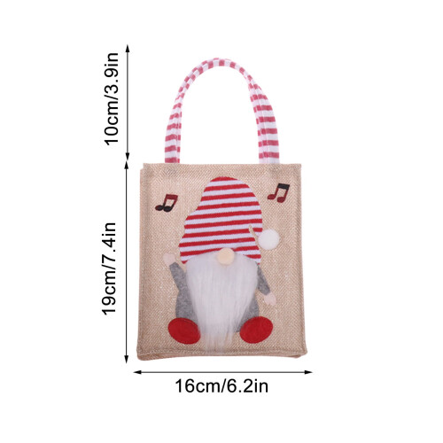 Conjunto de 6 Sacolas de Linho com Estampa de Decorações Natalinas 2