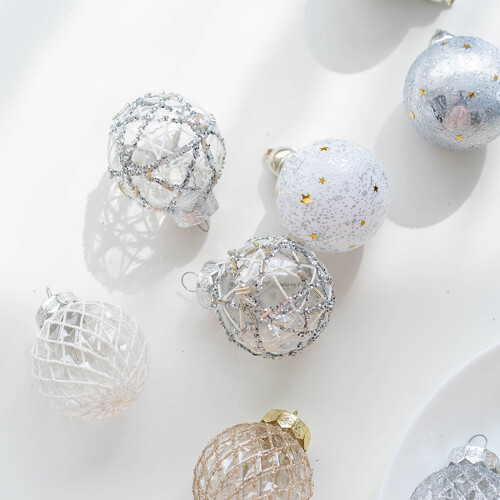 Christmas Tree Ornaments White Shatterproof Plastic 6 pcs 1