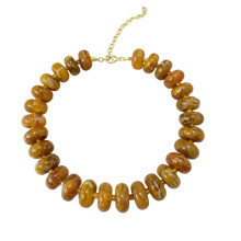 Fashionable Oversized Bead Necklace Geometric Beaded-Orange